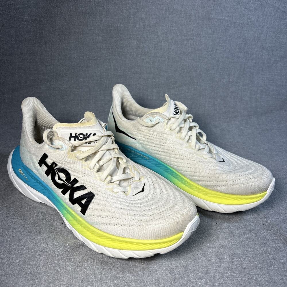 Hoka One One Mach 5 Mens 8 D White Blue Glass Running Shoes 1127893